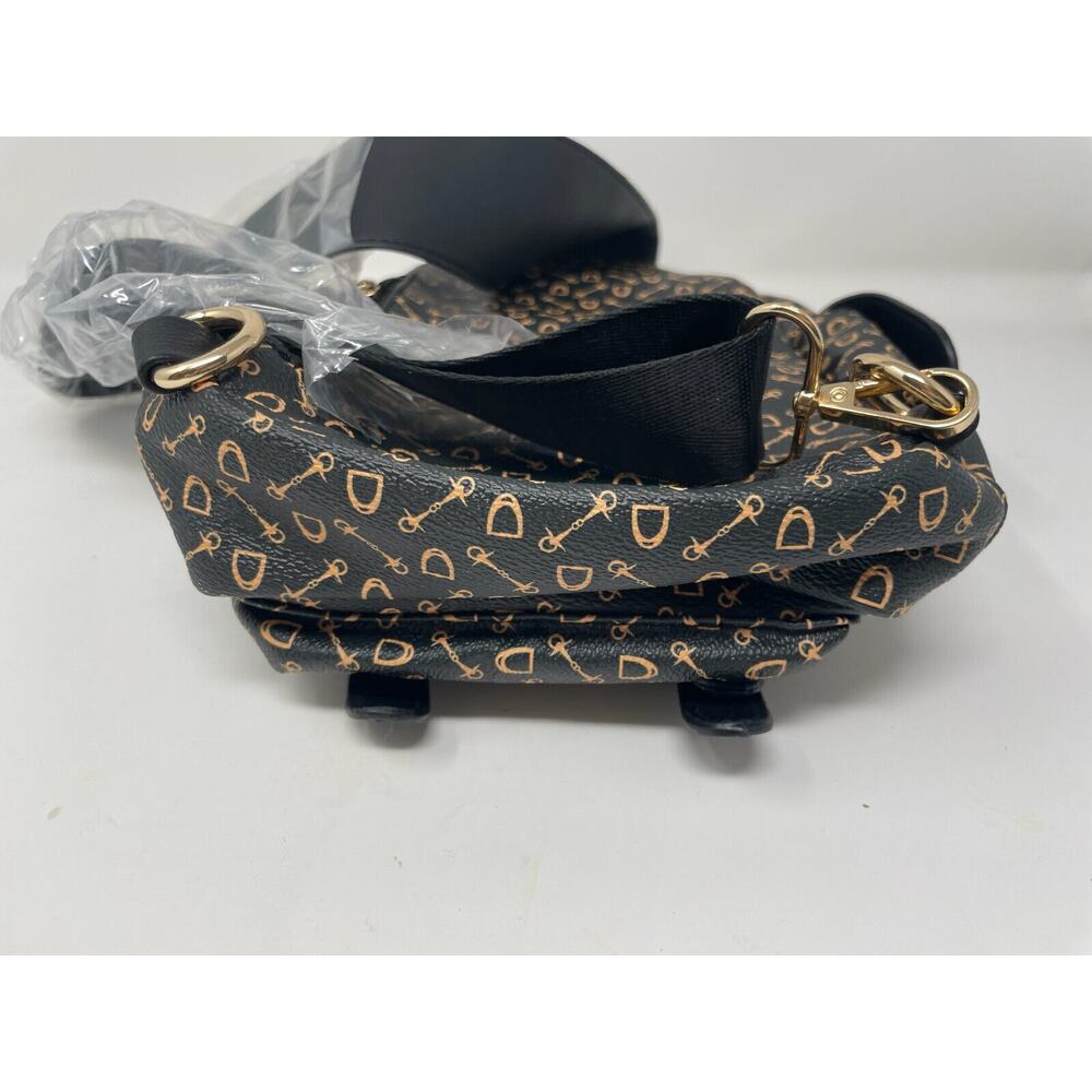 AR New York Black Printed Vegan Faux Leather Sling Bag New - Picture 9 of 9